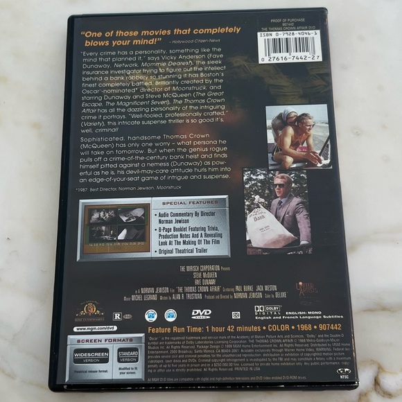 THE THOMAS CROWN AFFAIR DVD - Picture 3 of 3